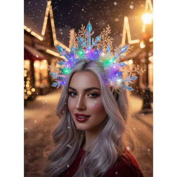 White Snowflake Headband Light Up Winter Ice Princess Hairband Costumed Accessor main image 5